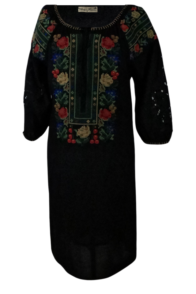 Rochie traditionala R24, negru/albastru