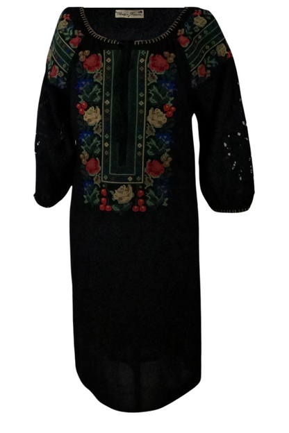 Rochie traditionala R24, negru/albastru