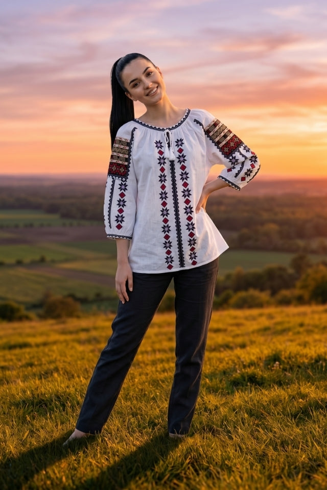 Bluza dama 2IU26 alb/mov