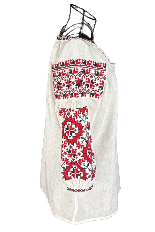 Bluza dama O25 alb/rosu