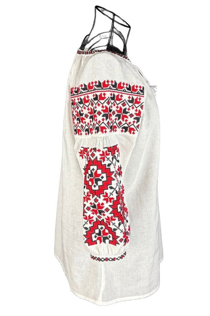 Bluza dama O25 alb/rosu
