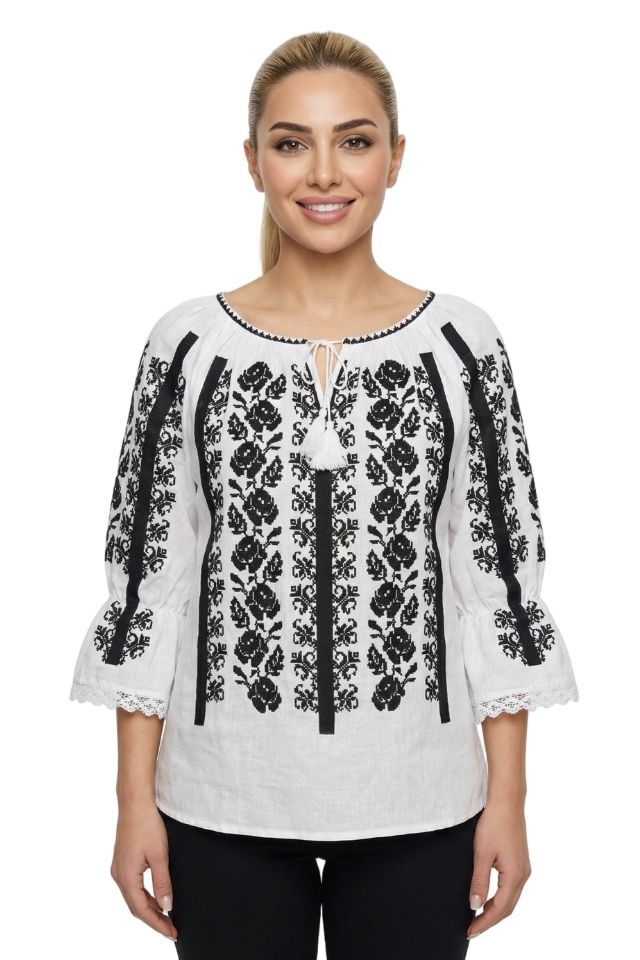 Bluza dama A26 alb/negru