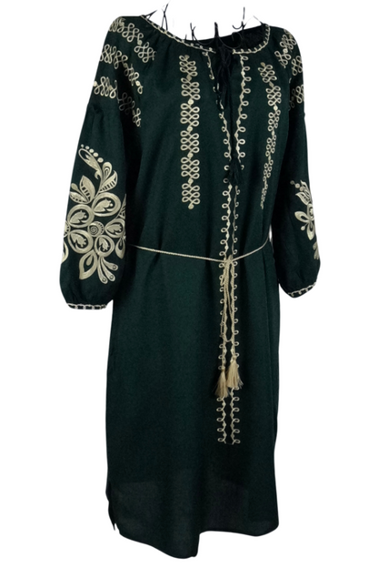 Rochie dama casual RDF, verde/auriu