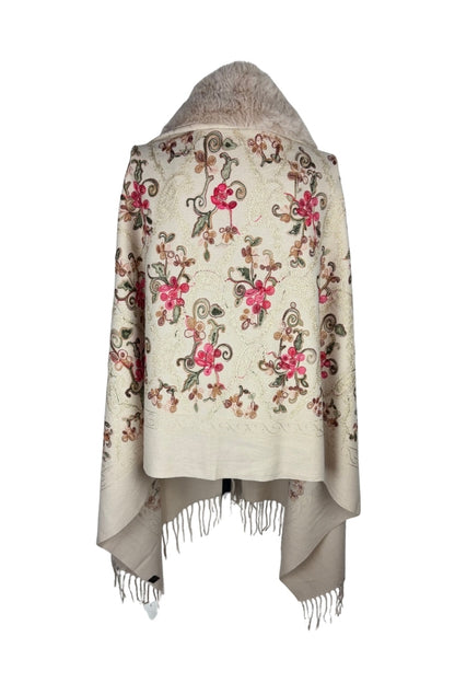 Fular dama tip poncho de lux crem