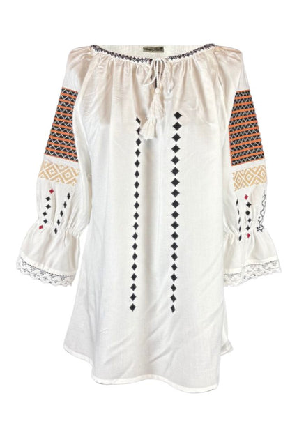 Bluza tip ie dama R25 alb optic/rosu bordo