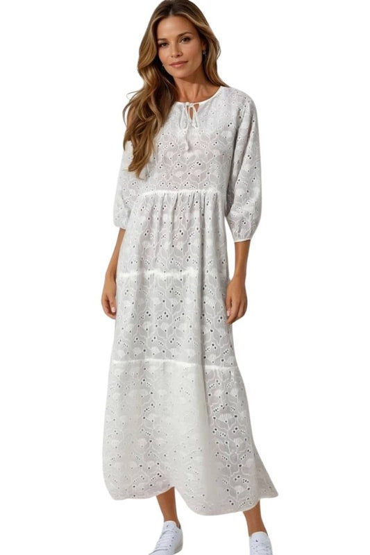 Rochie traditionala dama R25 alb/optic