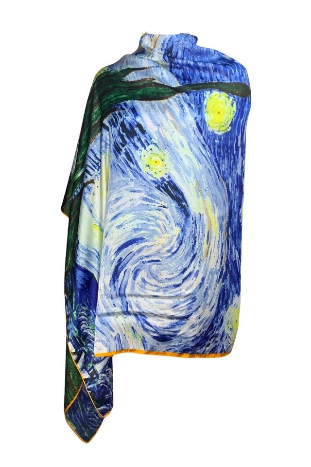 Esarfa tip sal pictata multicolor, Dacali, bleu