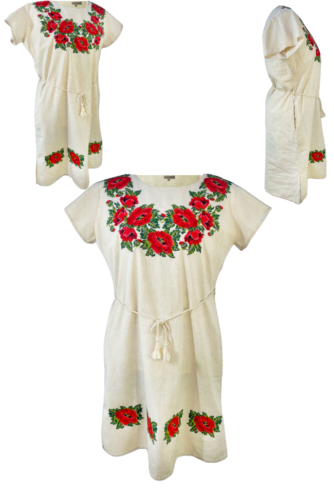Rochie casual dama R777,  bej/rosu