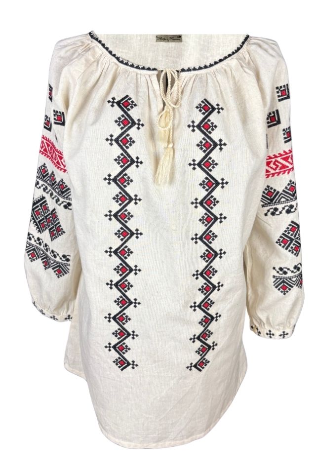 Bluza dama A26 bej/rosu