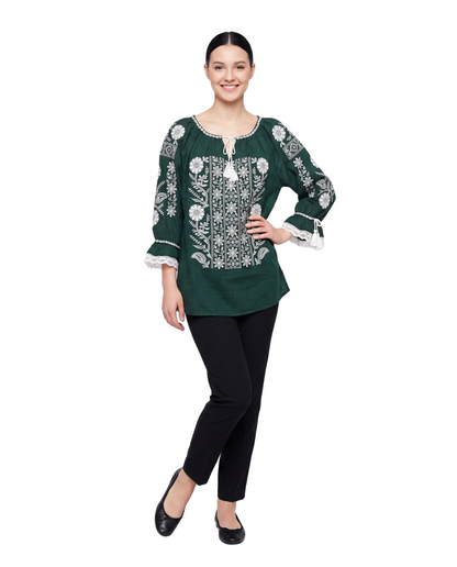 Bluza dama IL26 verde/alb