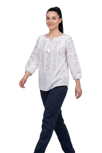 Bluza dama AU26 alb/argintiu