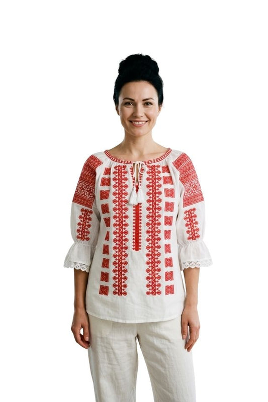 Bluza dama M26 alb optic/rosu