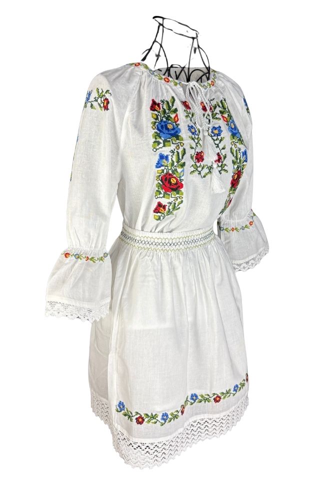 Rochie fete tip costum CPC alb/verde