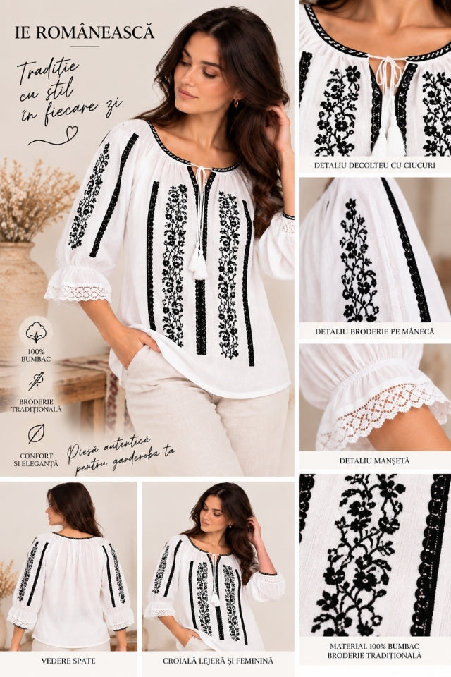 Bluza dama O26F alb/negru