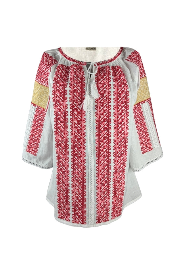 Bluza dama AU26 alb/rosu bordo