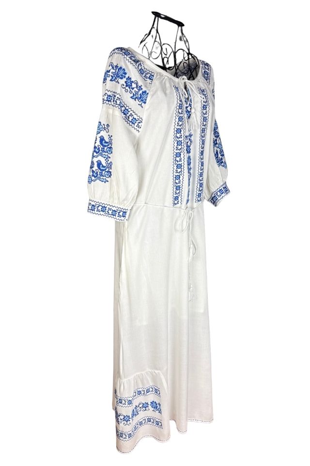 Rochie dama S25 alb/albastru