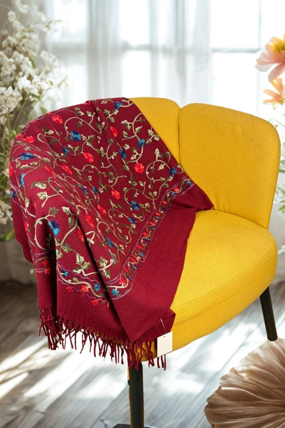 Fular dama de lux brodat colorat rosu