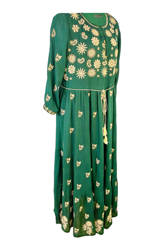 Rochie dama casual, verde/crem