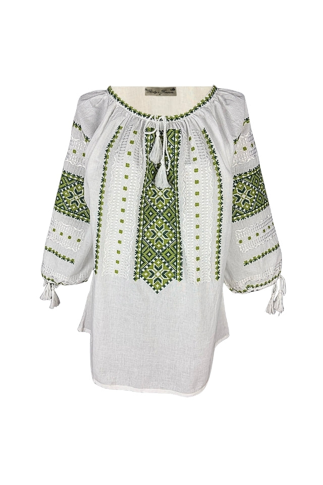 Bluza dama IL26 alb/verde