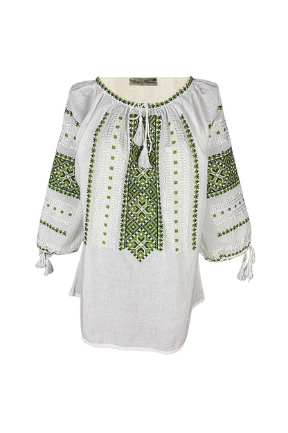 Bluza dama IL26 alb/verde