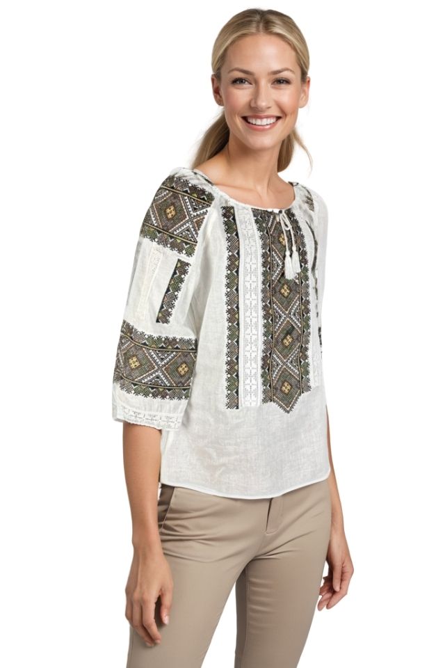 Bluza dama O25 alb/maro