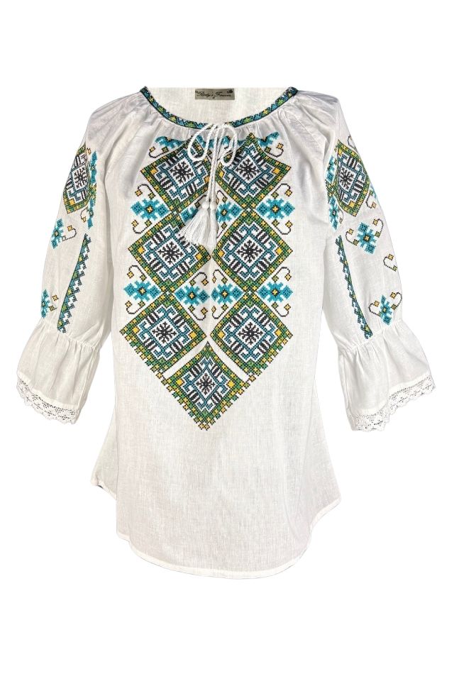 Bluza dama tip ie 257 alb/verde