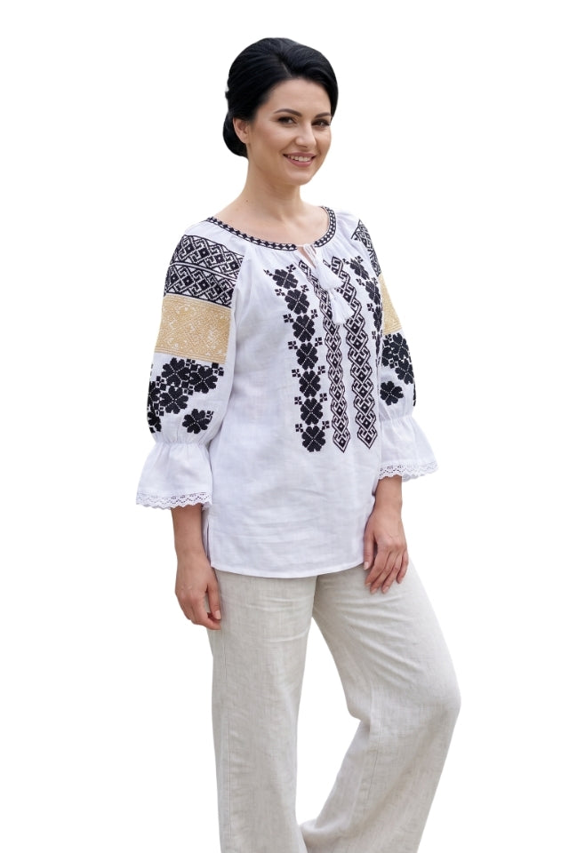 Bluza dama IU26 alb/negru