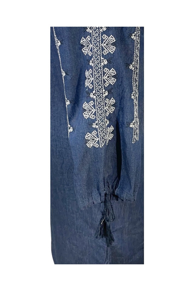 Rochie dama casual denim RB24, albastru nautic