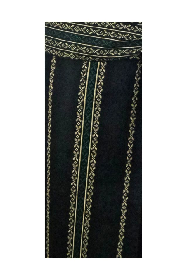 Fusta dama tip catrinta cu broderie traditionala one size, negru/verde