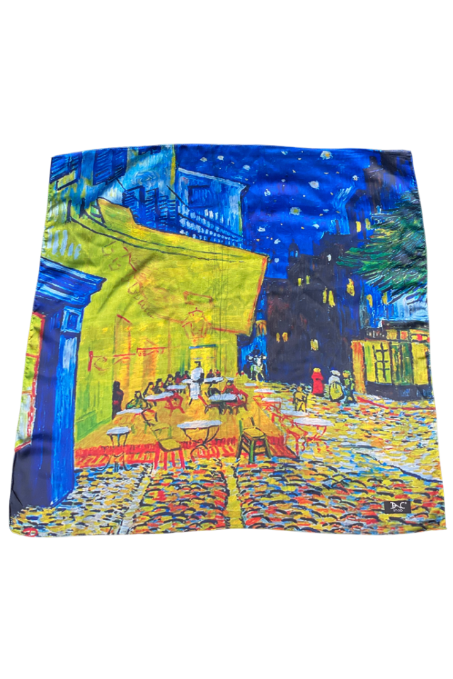 Esarfa patrata NSR dama, albastru cosmic/galben, 70x70 cm