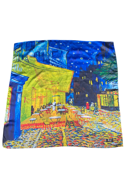 Esarfa patrata NSR dama, albastru cosmic/galben, 70x70 cm