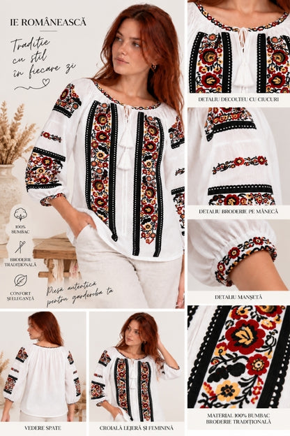Bluza dama O26F alb/negru inchis