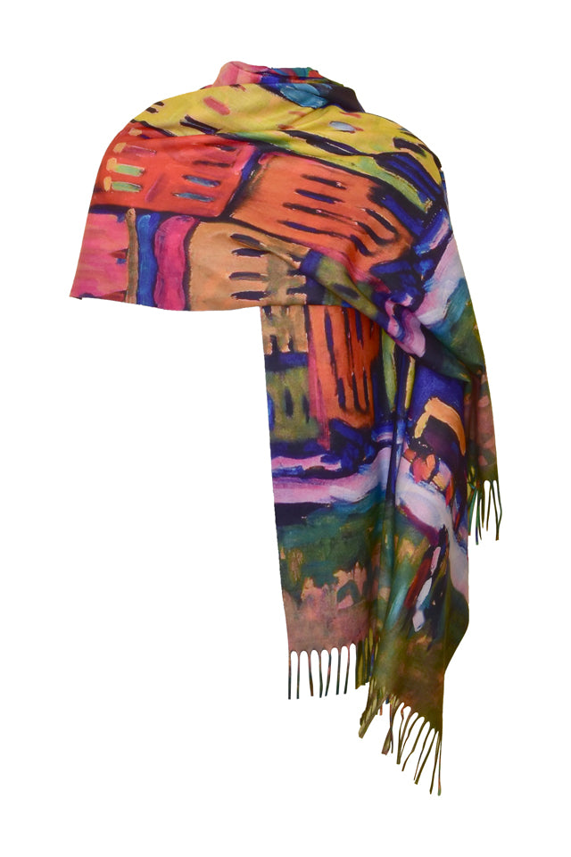 Fular tip esarfa pictata multicolor 1 , Dacali, casmir, 02 galben/oranj