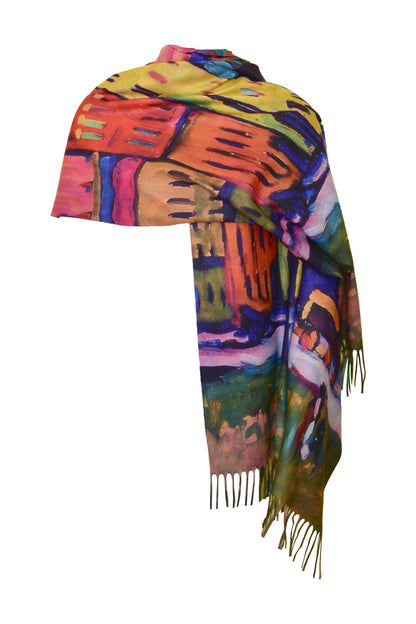 Fular tip esarfa pictata multicolor 1 , Dacali, casmir, 02 galben/oranj