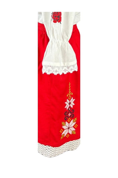 Rochie fete F26 tip costum alb/rosu