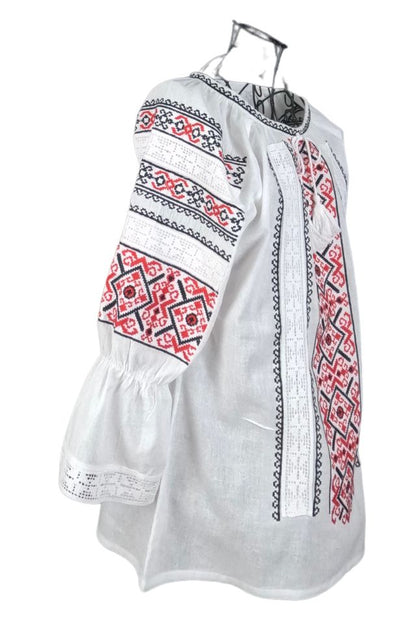 Bluza dama tip ie 024, alb pur/rosu