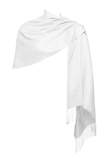 Esarfa tip sal din casmir, alb