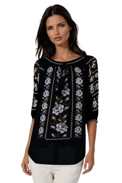 Bluza tip ie dama B2, negru antichizat/maro