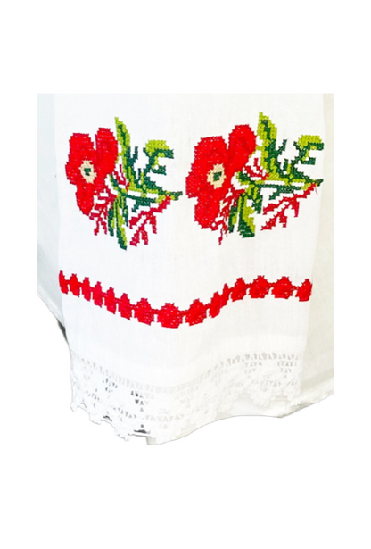 Bluza tip ie traditionala, dama ML 237 alb/albastru cardinal