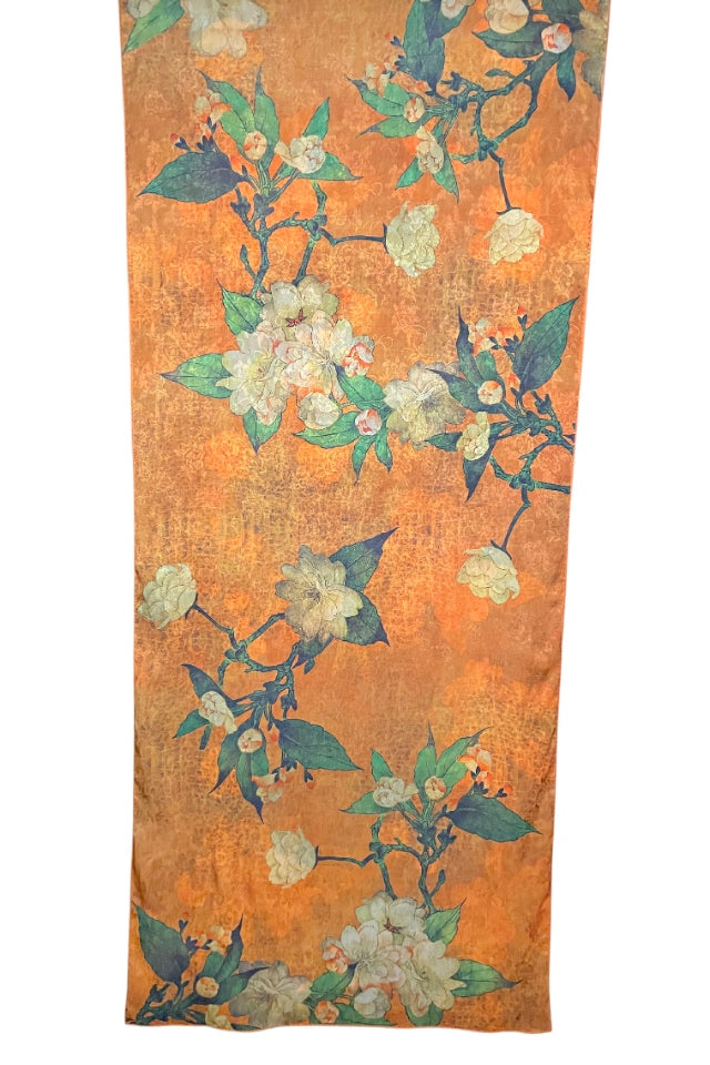 Esarfa de lux din matase naturala, turcoaz/maro, 180x70cm