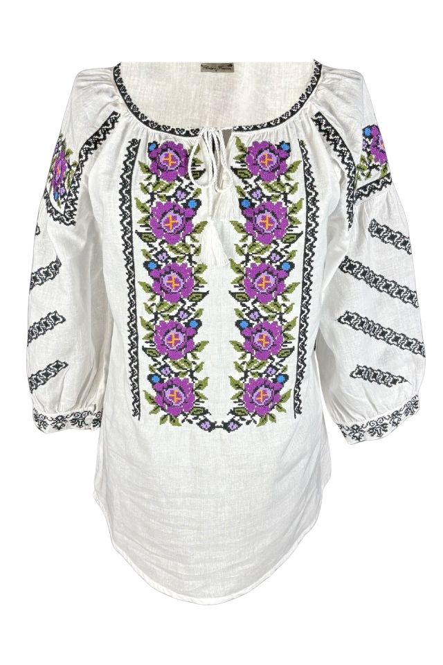 Bluza dama O25 alb/mov