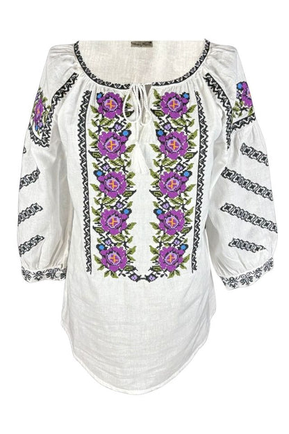 Bluza dama O25 alb/mov