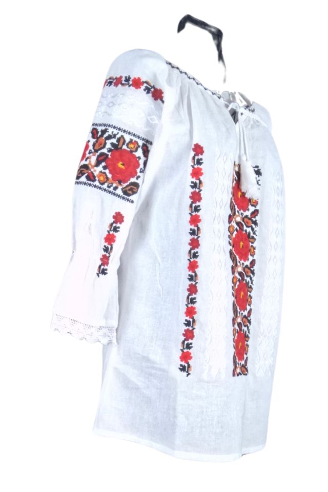 Bluza tip ie dama R46 alb crystal/rosu