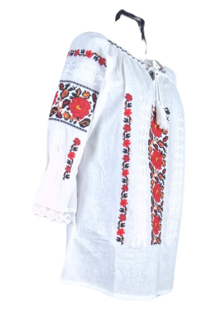 Bluza tip ie dama R46 alb crystal/rosu