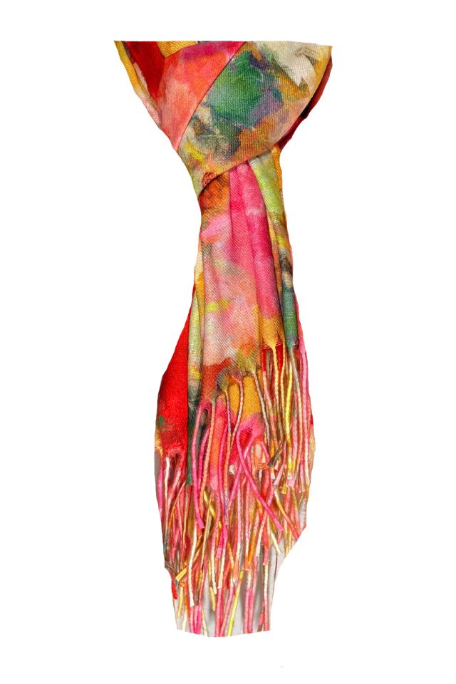 Fular casmir dama F, Dacali, roz, 180 x 70 cm