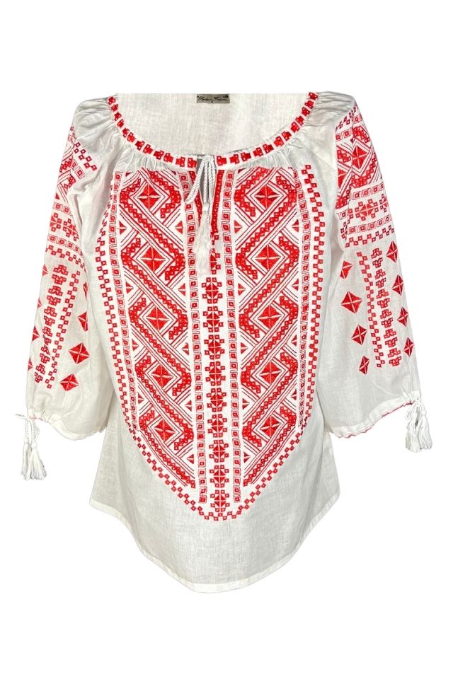 Bluza dama RS25 alb pur/rosu