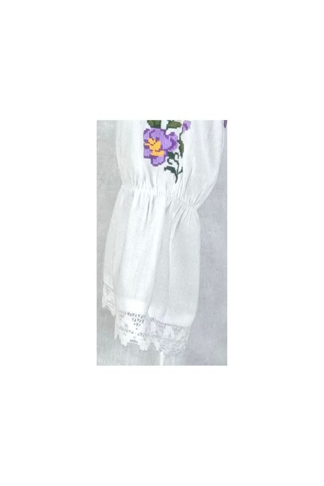 Bluza dama tip ie 024, alb optic/mov