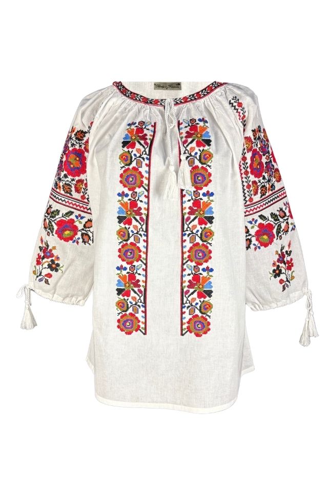 Bluza dama tip ie 257 alb/portocaliu