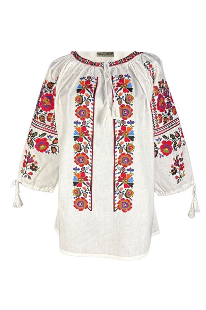 Bluza dama tip ie 257 alb/portocaliu