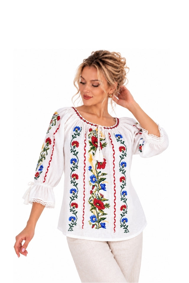 Bluza dama O26F alb,galben